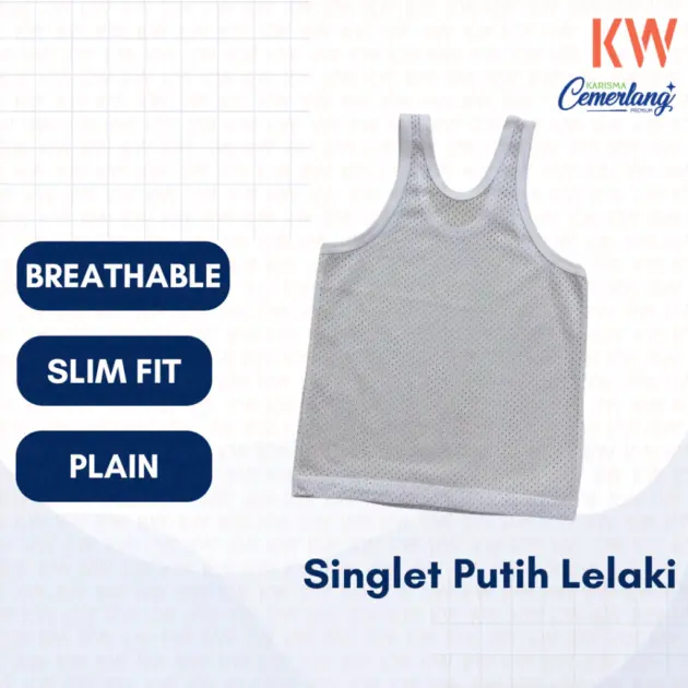 Singlet Putih Lelaki S/XL