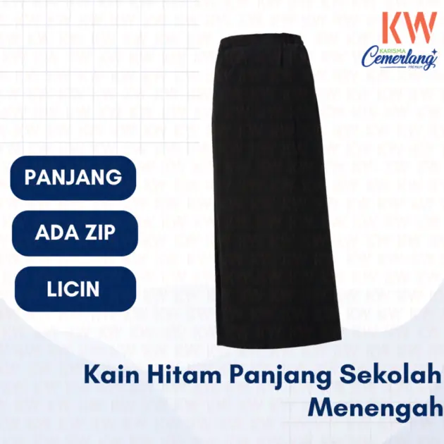 Kain Hitam Panjang Sekolah Menengah S/XL
