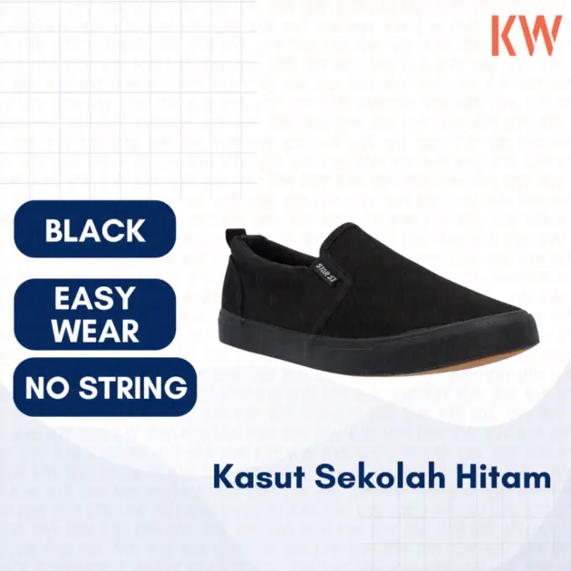 Kasut Sekolah Hitam Sarung 17014A 36/46