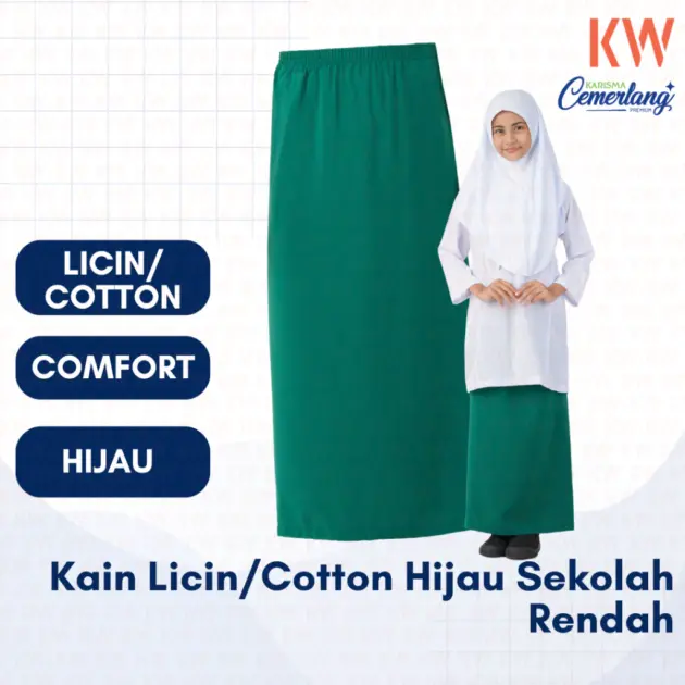 Kain Sekolah Hijau Licin 24/38