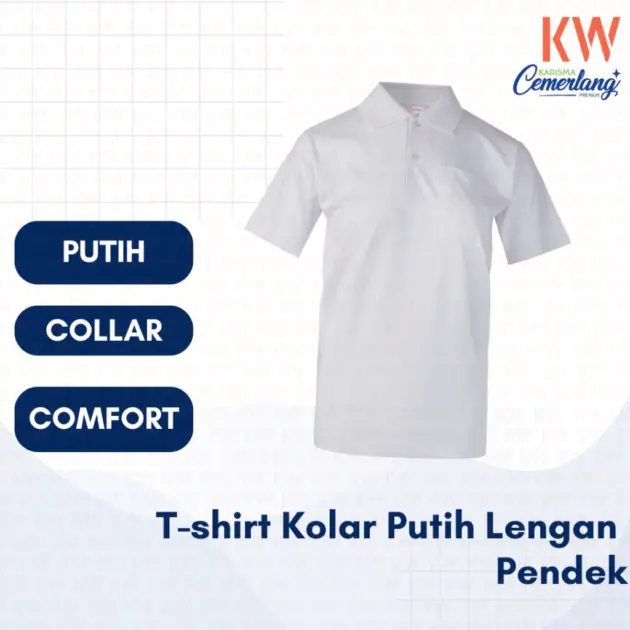 T-Shirt Kolar Putih Lengan Pendek 26/50