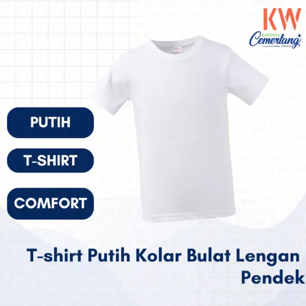 T-Shirt Putih Kolar Bulat Lengan Pendek 26/50