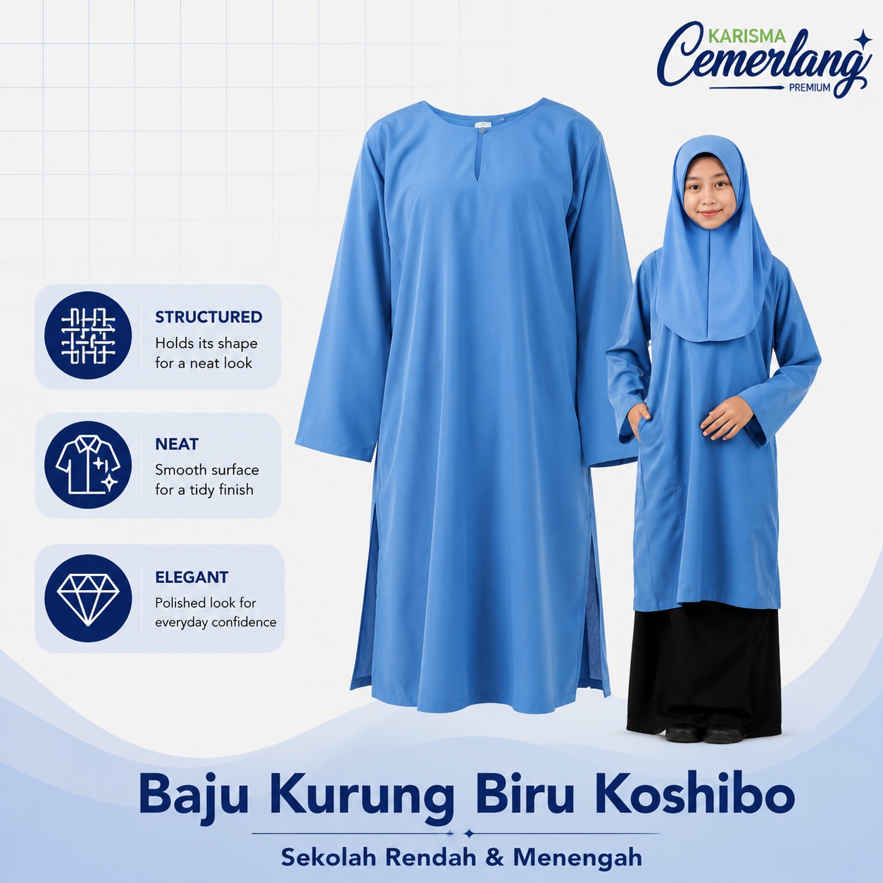 Baju Kurung Biru Koshibo