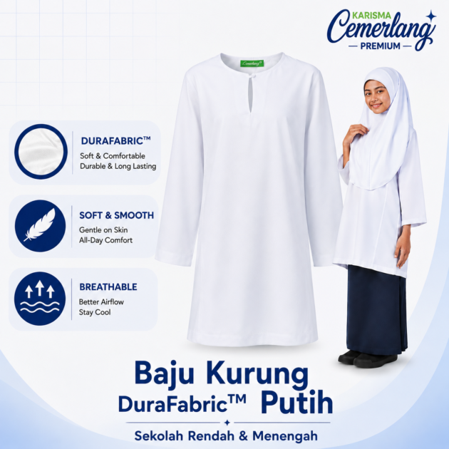 Baju Kurung Putih DuraFabric