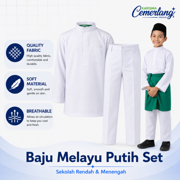 Baju Melayu Set Sekolah Rendah & Menengah