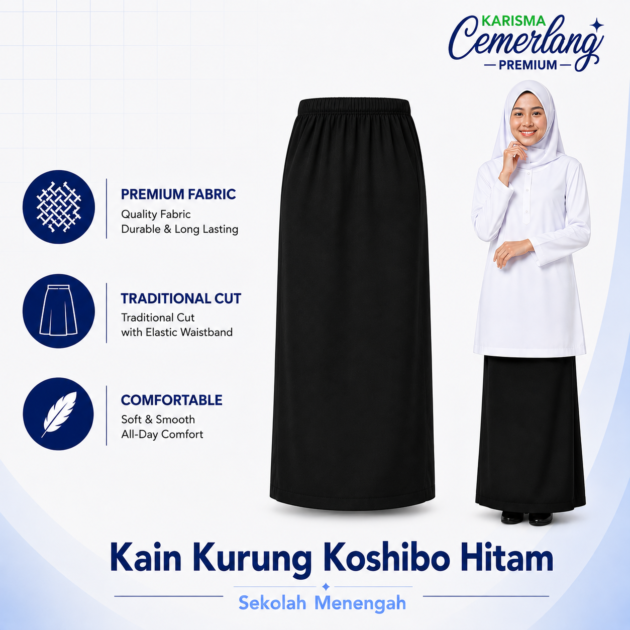 Kain Sekolah Biru Gelap Koshibo