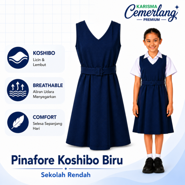 Pinafore Sekolah Rendah Licin