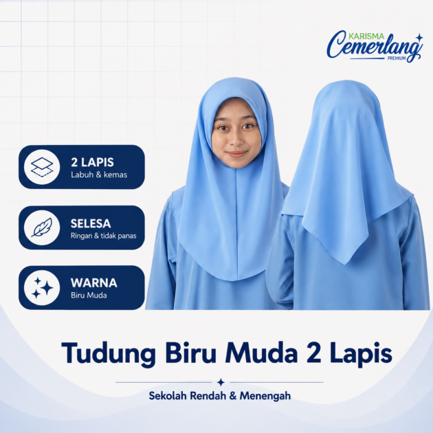 Tudung Biru Muda 2 lapis